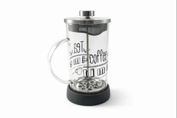 فرنچ پرس شفاف با طرح نوشته coffe مناسب دمنوش و چای